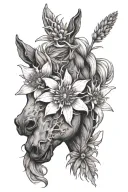 Edelweiss flower tattoo horsehead inspired tattoo design idea
