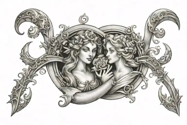 zodiac signs aquarius libra sagittarius virgin tattoo design idea