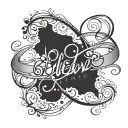 Create a tattoo design featuring the word 'Believe' seamlessly incorporated into an infinity symbol. The letters of the  tattoo design idea