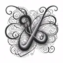 Create a tattoo design featuring the word 'Believe' seamlessly incorporated into an infinity symbol. The letters of the  tattoo design idea