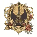 draw the Eiffel Tower on the shin on the left with the Olympic rings tattoo design idea