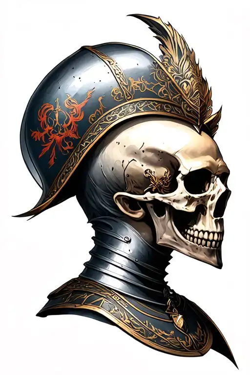 knight with a skull for a head tattoo design idea
