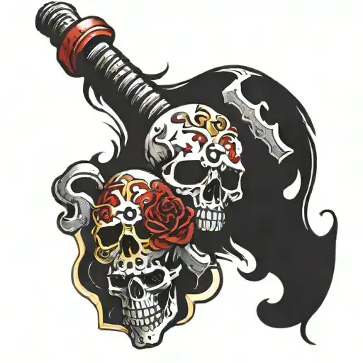 skulls and cross hammers  tattoo design idea