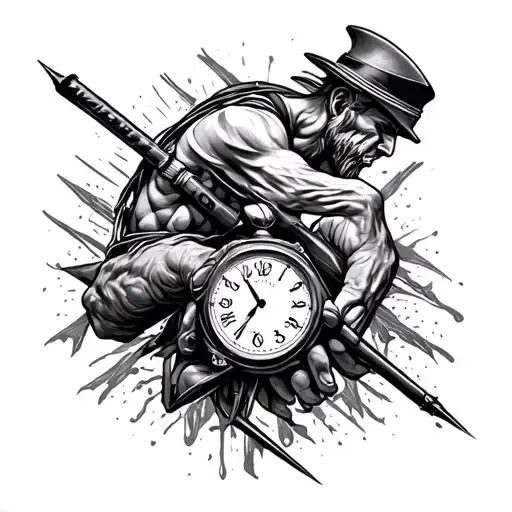 time running out, working hard, discipline tattoo design idea