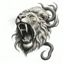 Lions head with Medusa snakes slithering tattoo design idea