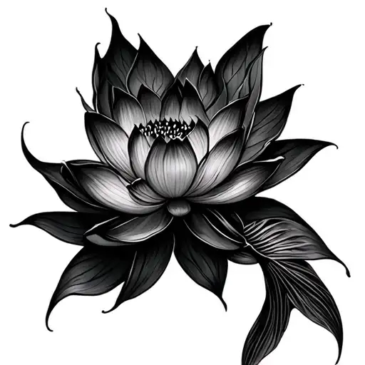 butterfly, lotus flower, koi fish tattoo design idea