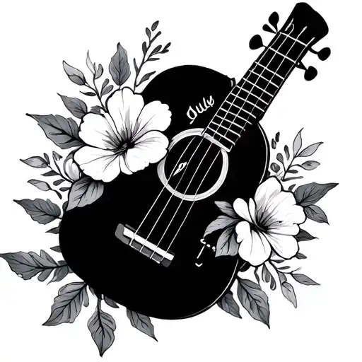 I'd let you know how much I loved you everyday text intertwined ukele with July flowers tattoo design idea