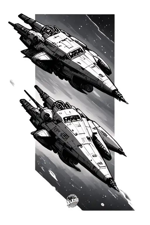 spaceships from movies and video games tattoo design idea