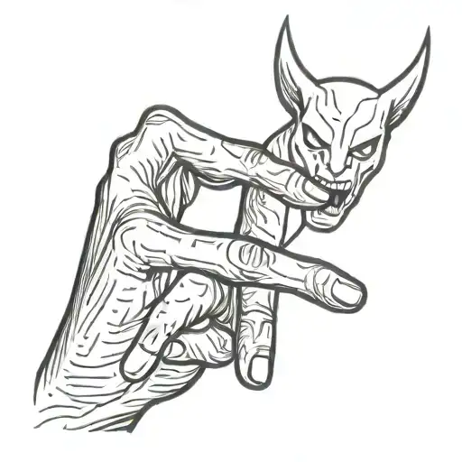 a drawing of a girl taking a demon by the hand tattoo design idea