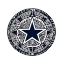 Dallas cowboys star with aztec calendar inside tattoo design idea