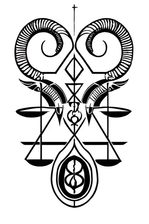 2x libra and 3x Aries tattoo design idea