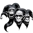 three jester faces like three wise monkeys tattoo design idea