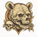 bear and skull tattoo design idea