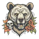 bear and skull tattoo design idea