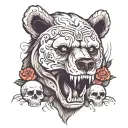 bear and skull tattoo design idea