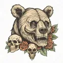 bear and skull tattoo design idea