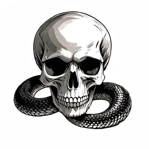 skull and snake tattoo design idea