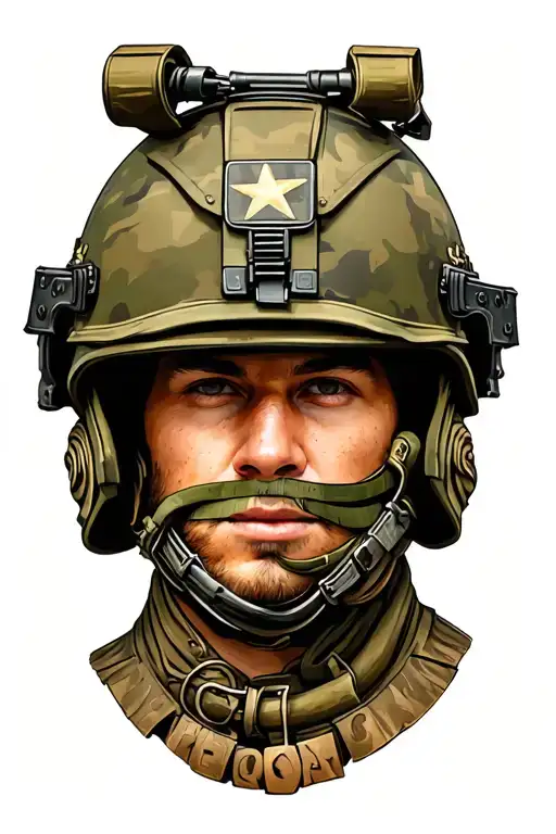 military helmet adorned tattoo design idea