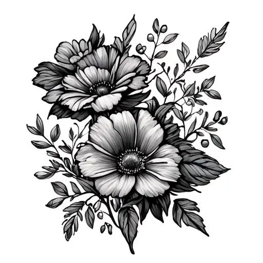 food in flowers wrapping tattoo design idea