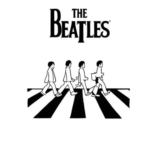 the beatles abbey road album cover. framåt with a black outline tattoo design idea