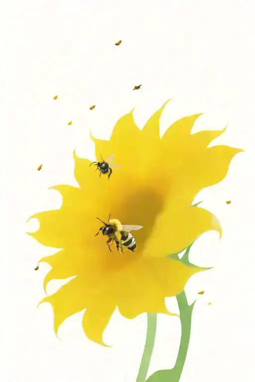 sunflower field in the shape of an oval with a bee hovering in the oitskirts tattoo design idea