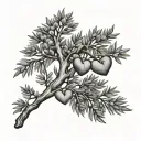 juniper branch with a heart shape inside tattoo design idea