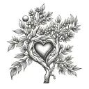 juniper branch with a heart shape inside tattoo design idea