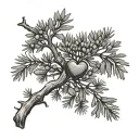juniper branch with a heart shape inside tattoo design idea