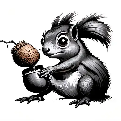 scrat trying to shove an acorn into the skin opening tattoo design idea