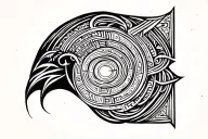 Try to combine special symbols like fibonacci, jingjamg, aurea mediocritas in one art tatoo for forehead, minimalistic s tattoo design idea