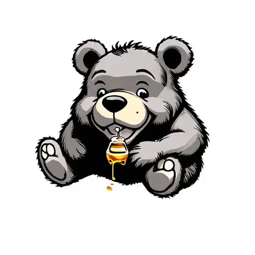 pooh bear with honey tattoo design idea