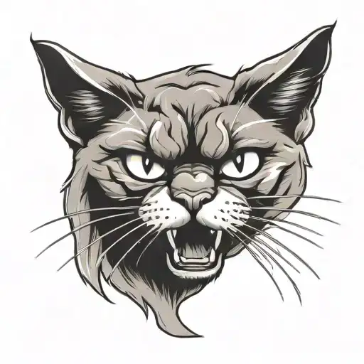 angry cat sitting tattoo design idea