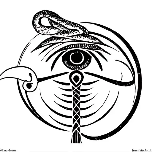 ankh with eye of horus and kundalini snakes tattoo design idea