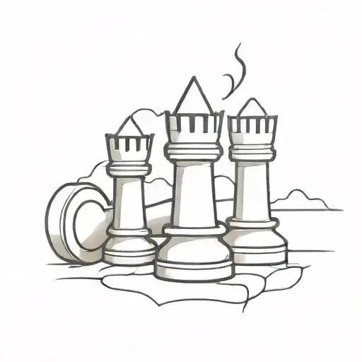 castle chess piece with some cracks tattoo design idea