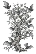 poison tree, bats tattoo design idea