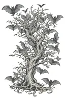 poison tree, bats tattoo design idea