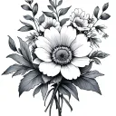 may june march august and october birth flower bouquet tattoo design idea