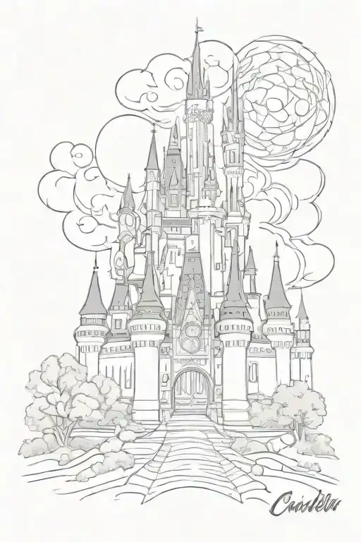 Cinderella castle, Mickey mouse. tattoo design idea