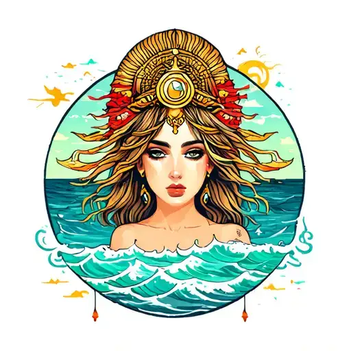 beach theme Libra zodiac sign tattoo design idea