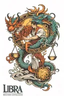 libra and dragon emerging tattoo design idea