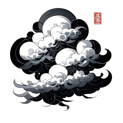 japanese style cloud anime tattoo design idea