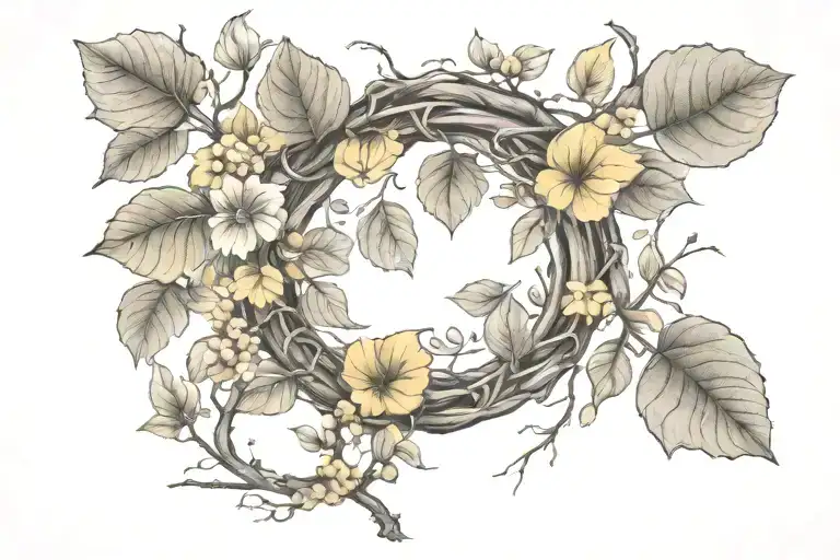 quaking aspen wreath intertwined tattoo design idea