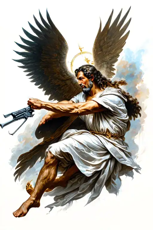 saint Gabriel fighting tattoo design idea