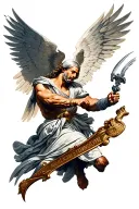 saint Gabriel fighting tattoo design idea