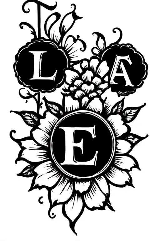 tattoo of the initials of my children Thomas, Lara and Eva tattoo design idea