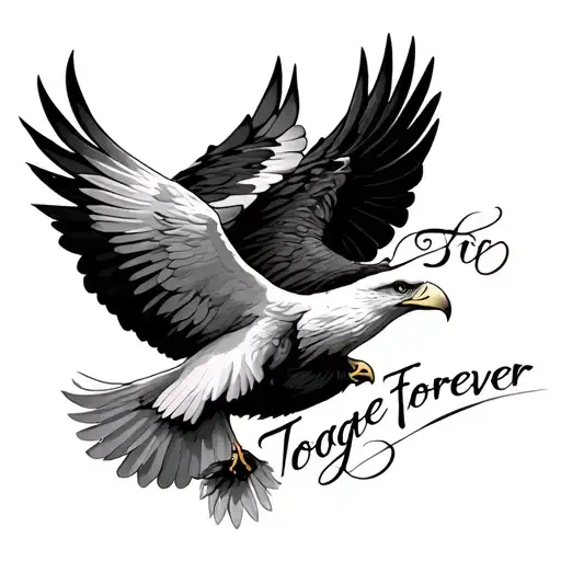 "Together forever " dove and eagle  tattoo design idea