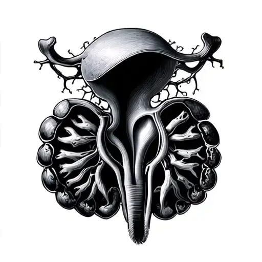 uterus, womb, fertile, ovaries tattoo design idea