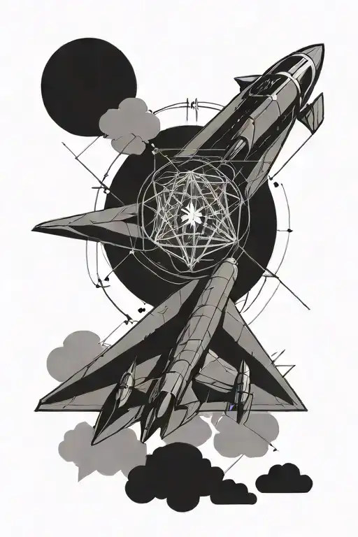 geometric aerospace with linework including the word clarity tattoo design idea