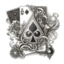 playing card game with triskel symbol tattoo design idea