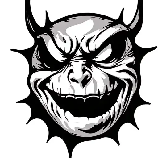 evil smiley face tattoo design idea